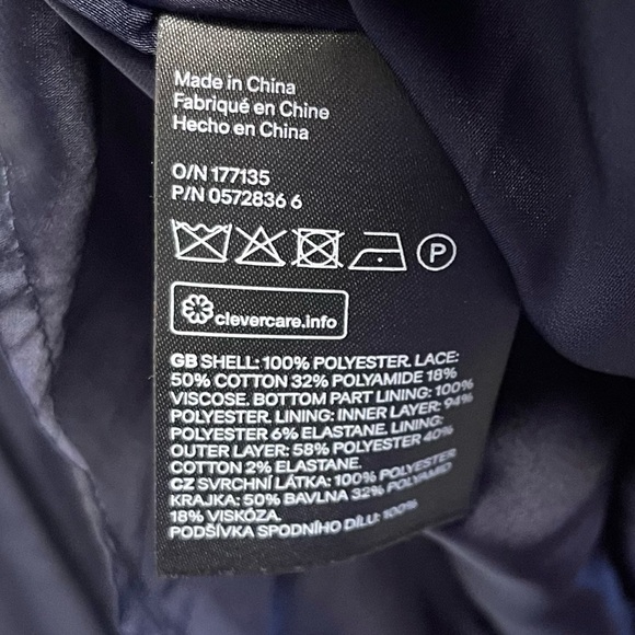 H&M Dark Navy Blue Floral Pleated Lace Dress Size 2 - Picture 10 of 12